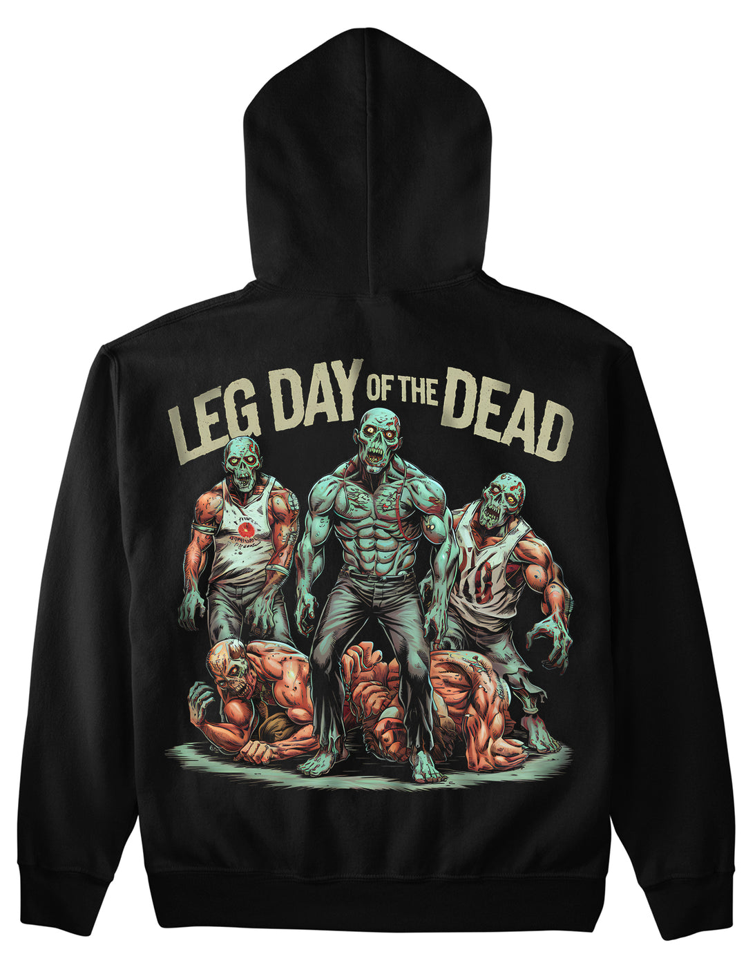 Sudadera con capucha del día de los muertos (backprint) de la pierna