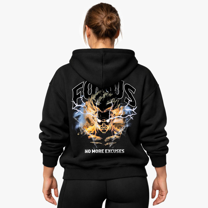 Sudadera con capucha extragrande (estampado trasero) Focus