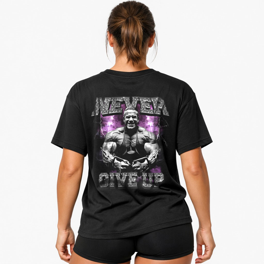 Never give up Oversized (Backprint) Shirt