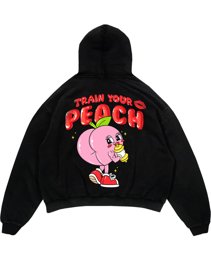 Entraînez votre sweat à capuche surdimensionné pêche (backprint)